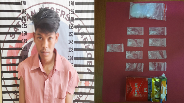 Pemuda pengedar narkoba berinisial TK (20), yang diringkus Polisi