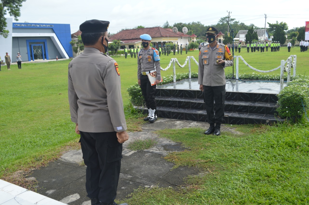 Kapolres Tulang Bawang AKBP Andy Siswantoro, SIK usai memimpin Apel Gelar Pasukan Operasi Lilin Krakatau-2020